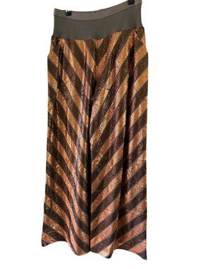 Rick Owens Womens Lilies Metallic Wide-leg Palazzo Pants Size US 6 Copper Brown